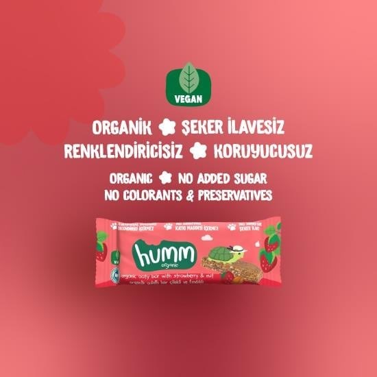 Humm Vegan Çilekli ve Fındıklı Yulaf Bar 