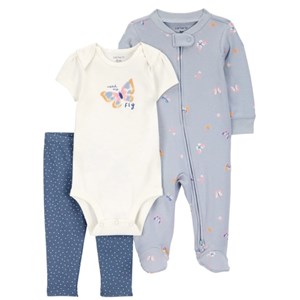 Carter's Kışlık Layette Kız Bebek Body Tulumlu 3'lü Set