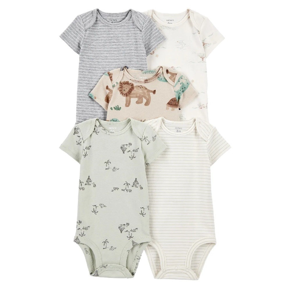 Carter's Layette Erkek Bebek Kısa Kollu Body 5'li Set Beyaz