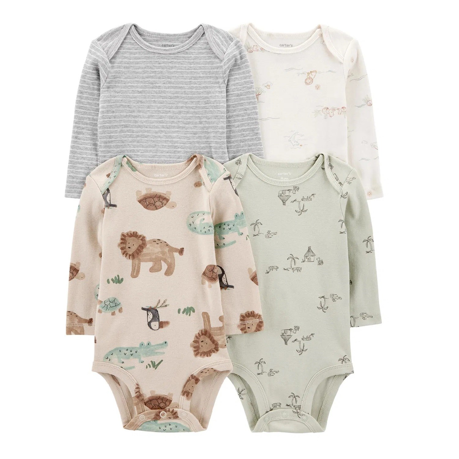 Carter's Layette Erkek Bebek Uzun Kollu Body 4'lü Set Gri