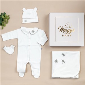 Mayys Baby Royal Neva Nakışlı Küf Yeşili Tığ İşi Süslemeli 5' li Organik Hastane Çıkış Seti
