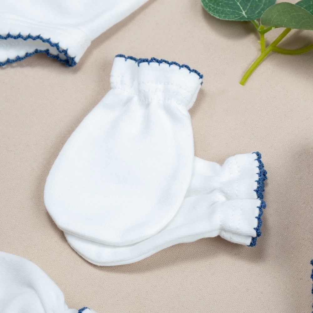 Mayys Baby Lady İndigoTığ İşi Süslemeli Fırfırlı 9'lu Kız Bebek Organik Hastane Çıkış Seti Beyaz