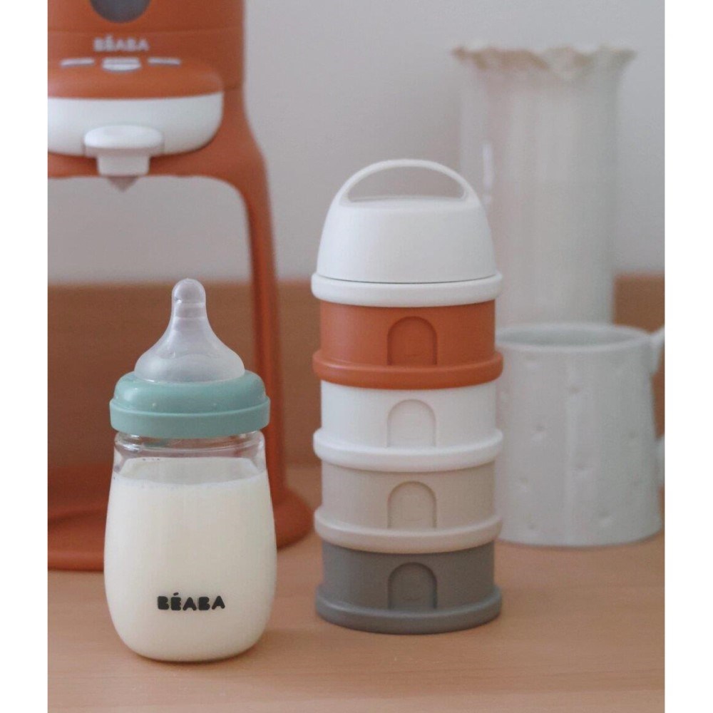 Beaba 4 Katmanlı Süt Tozu Kutusu Ve Atıştırmalık Kabı  (Cotton White/Terracotta) 