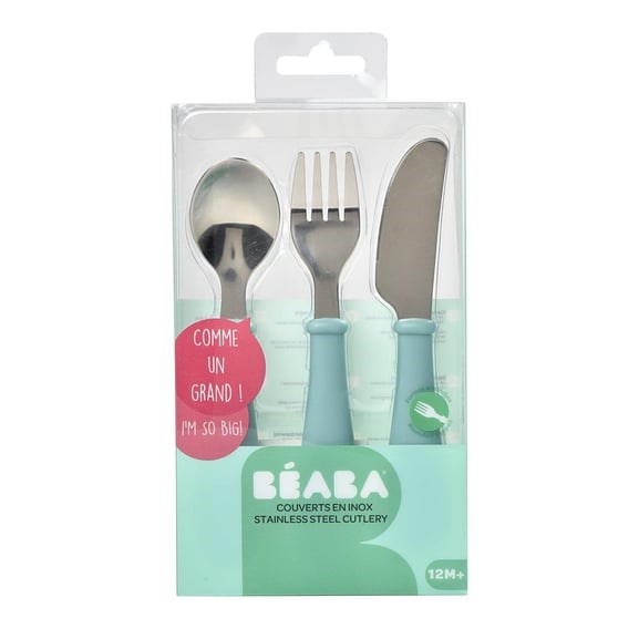 Beaba Paslanmaz Çelik Çatal Bıçak Kaşık Seti Airy Green 