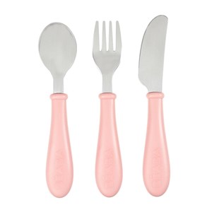 Beaba Paslanmaz Çelik Çatal Bıçak Kaşık Seti Old Pink