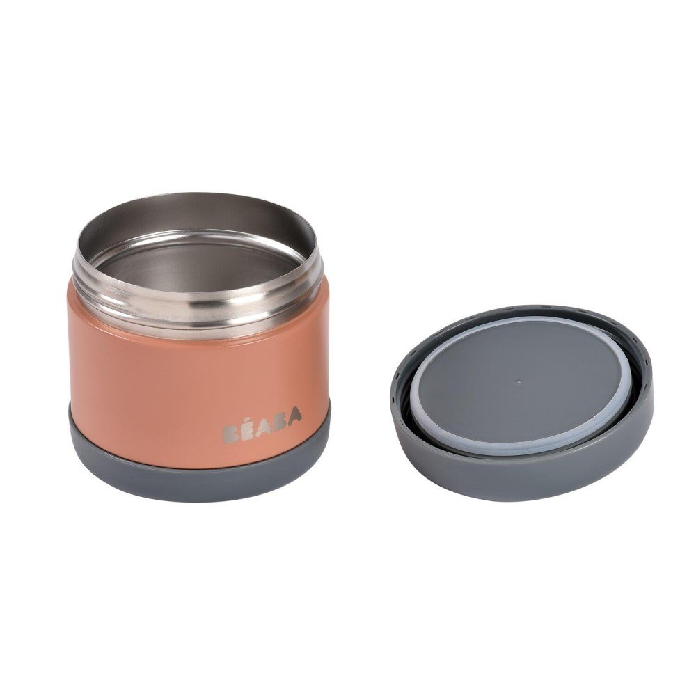 Beaba Paslanmaz Çelik Yiyecek Termosu (Mineral Grey/Terracotta) 