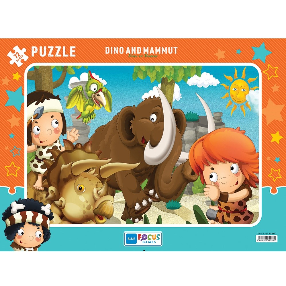 Blue Focus 72 Parça Puzzle - Dino ve Mamut 