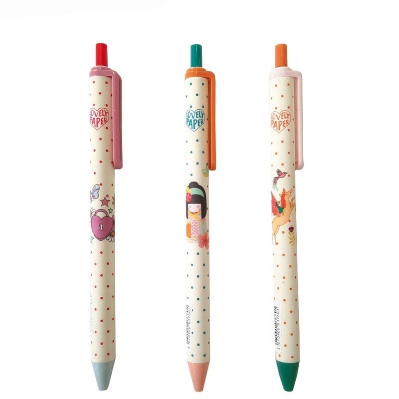 Lovely Paper Desenli Mavi Tükenmez Kalem 