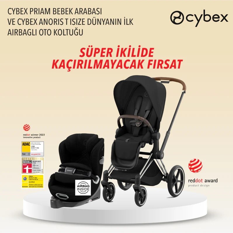 Cybex Priam Bebek Arabası Chrome Brown - Sephia Black + Cybex Anoris T Size Deep Black 