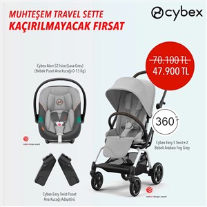 Cybex Eezy S Twist+2 fog grey+Adaptör+ Cybex Aton S2 isize Lava Grey