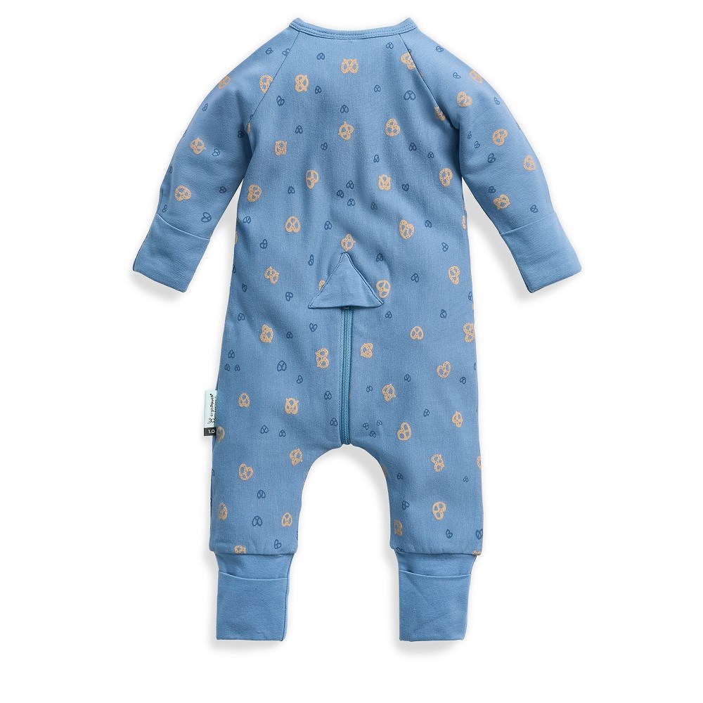 ErgoPouch Organik Pamuklu Patikli Pijama Tulum 0.2 TOG Petite Pretzel Mavi