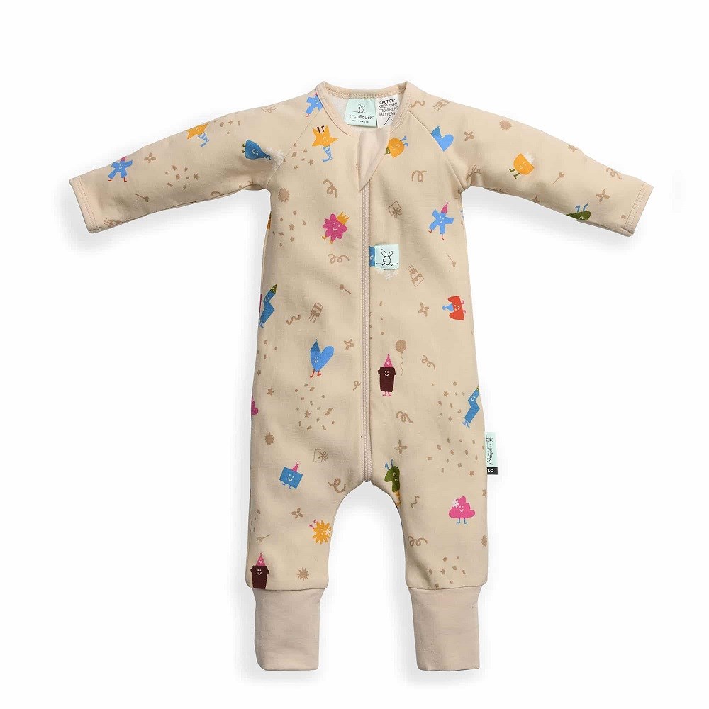 ErgoPouch Organik Pamuklu Patikli Pijama Tulum1.0 TOG Birthday Blobs Krem