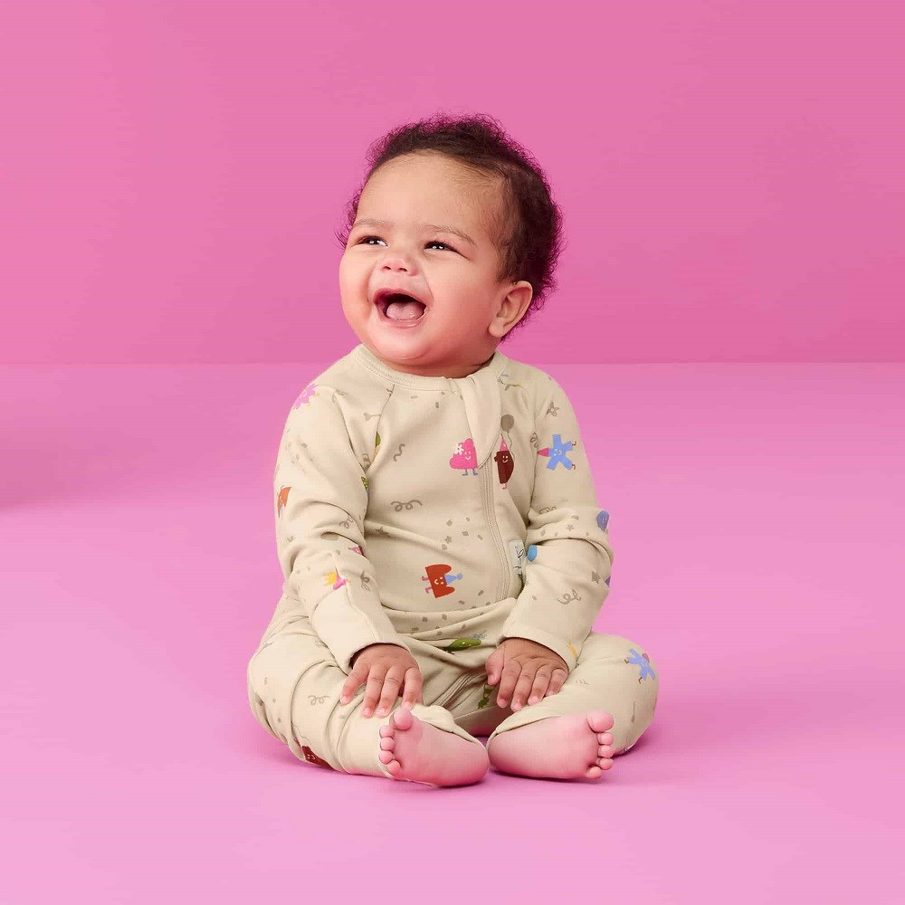 ErgoPouch Organik Pamuklu Patikli Pijama Tulum1.0 TOG Birthday Blobs Krem