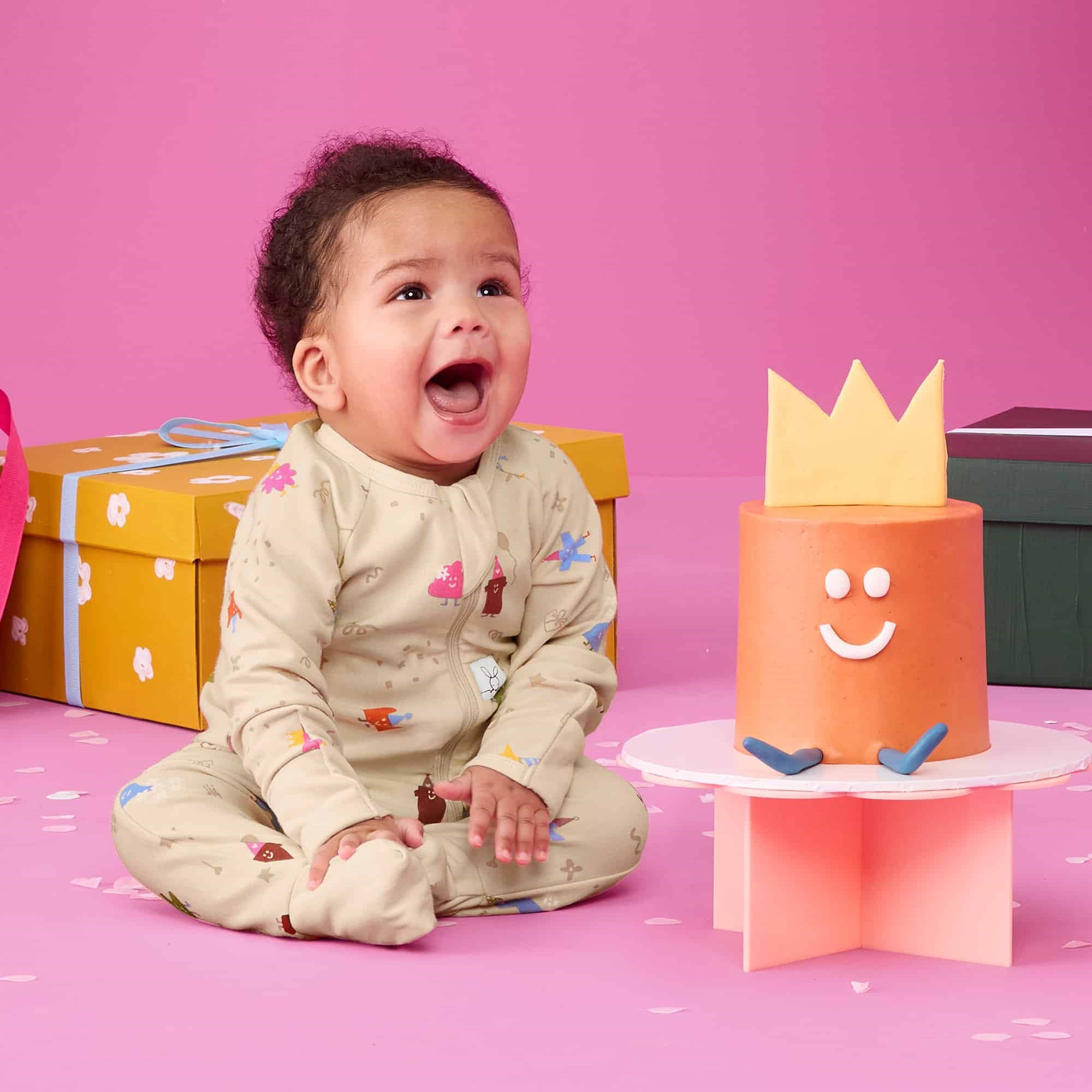 ErgoPouch Organik Pamuklu Patikli Pijama Tulum1.0 TOG Birthday Blobs Krem