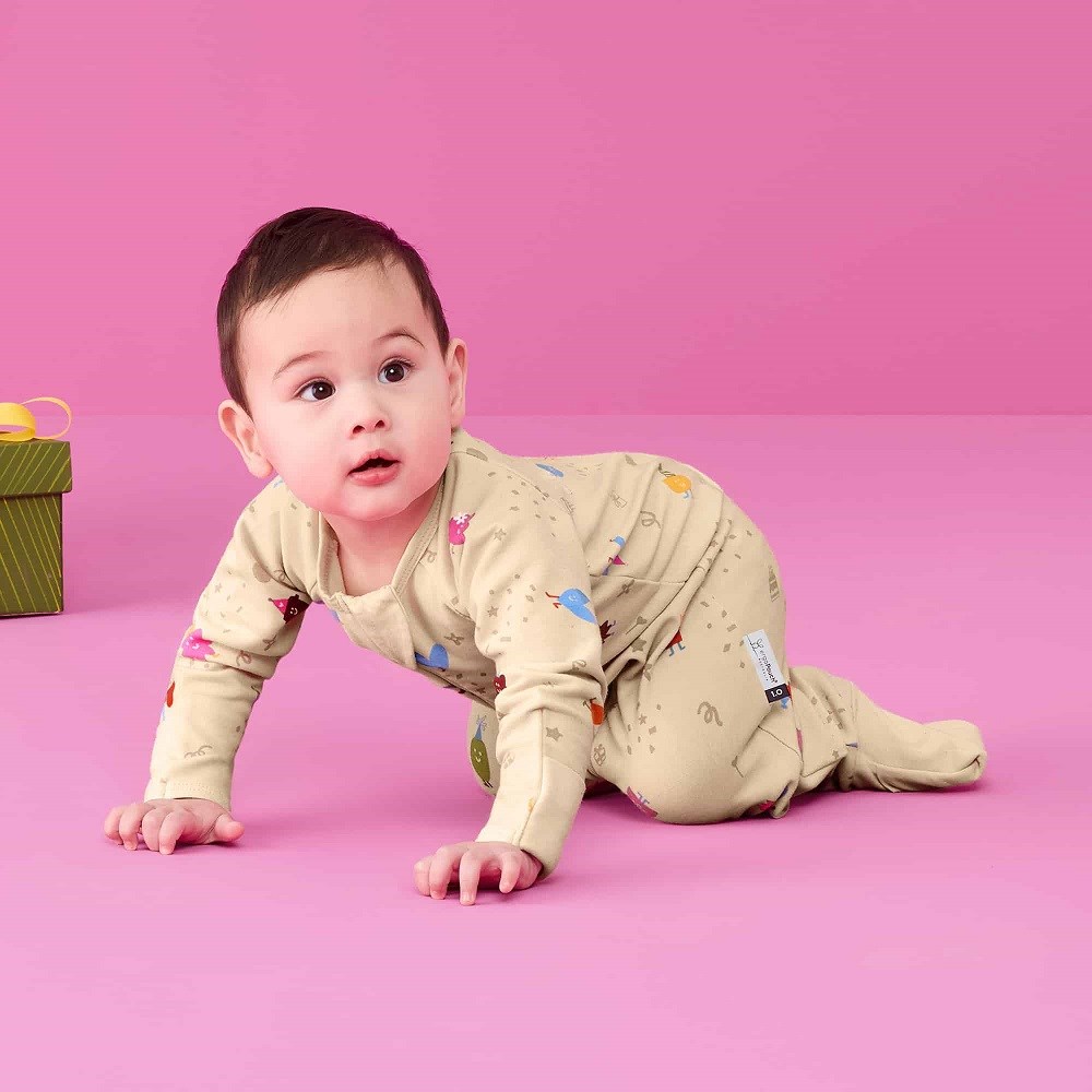 ErgoPouch Organik Pamuklu Patikli Pijama Tulum1.0 TOG Birthday Blobs Krem