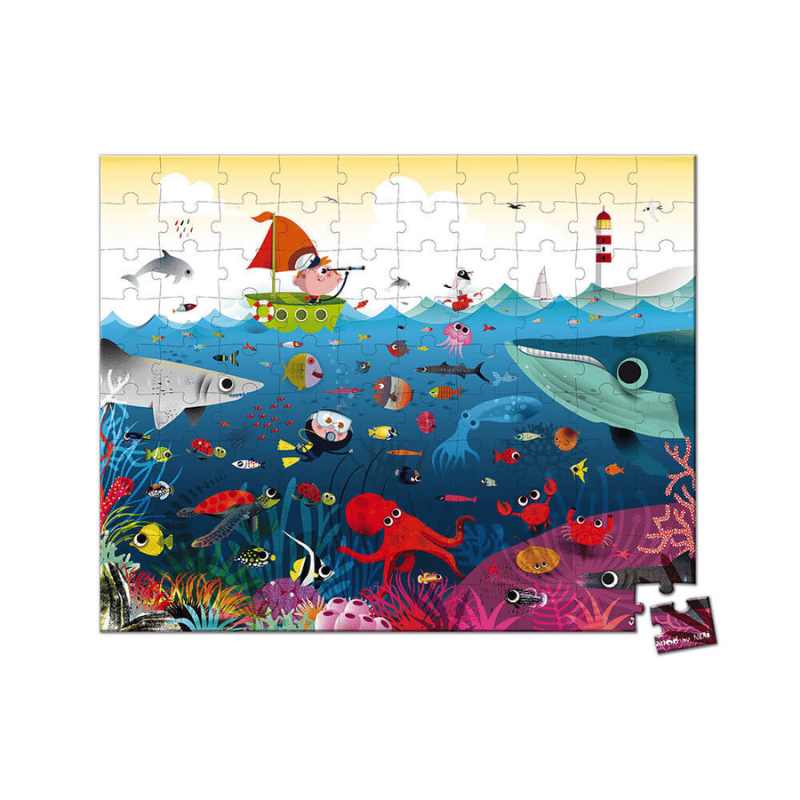 Janod 100 Parça Çantalı Puzzle - Sualtı Dünyası 