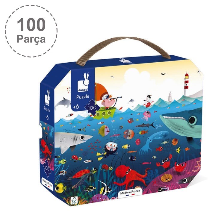 Janod 100 Parça Çantalı Puzzle - Sualtı Dünyası 