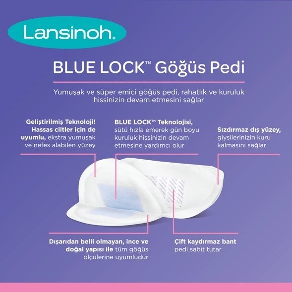 Lansinoh Blue Lock Göğüs Pedi 60 adet Orjinal