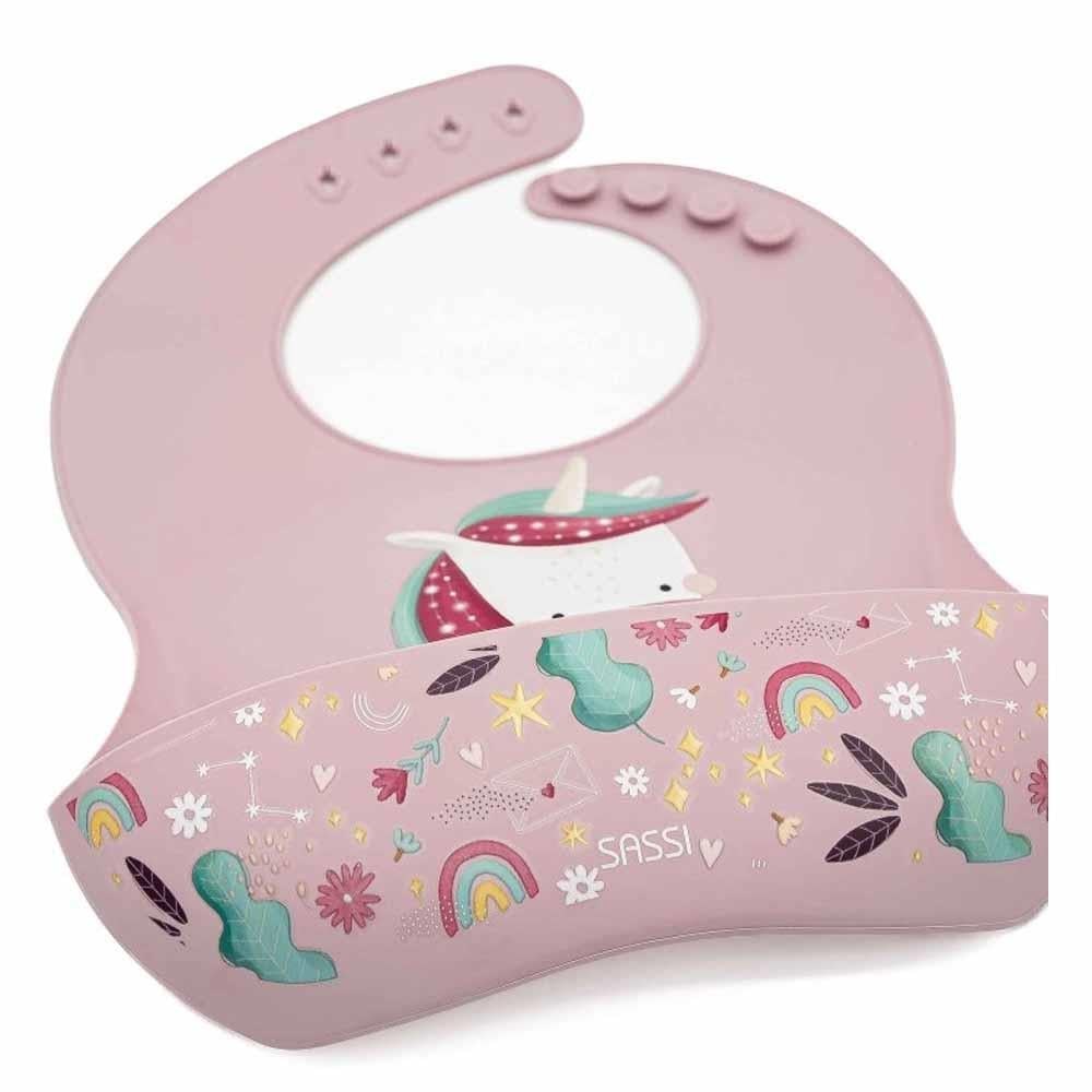 Sassi Silikon Cepli Mama Önlüğü -  Sevimli Unicorn 