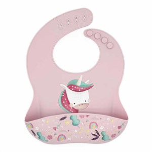 Sassi Silikon Cepli Mama Önlüğü - Sevimli Unicorn