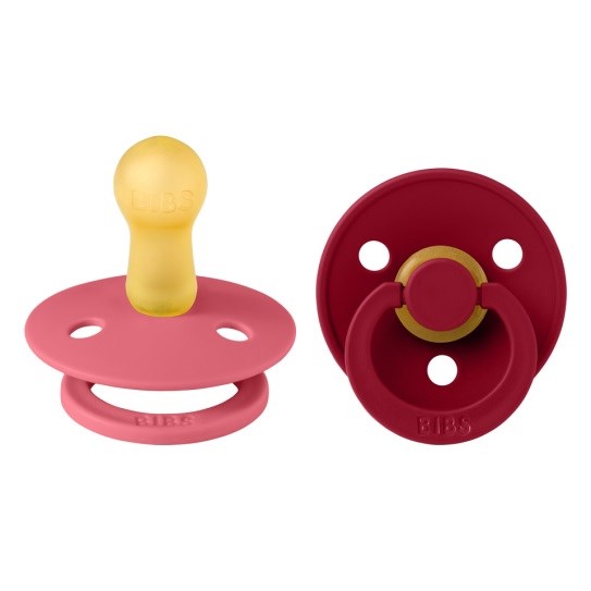 Bibs Colour Bebek Doğal Kauçuk 2'li  Emzik Coral / Ruby 0-6 Ay Pembe