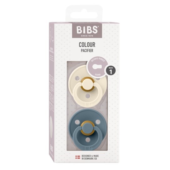 Bibs Colour Bebek Doğal Kauçuk 2'li  Emzik Ivory / Petrol  0-6  Ay Mavi