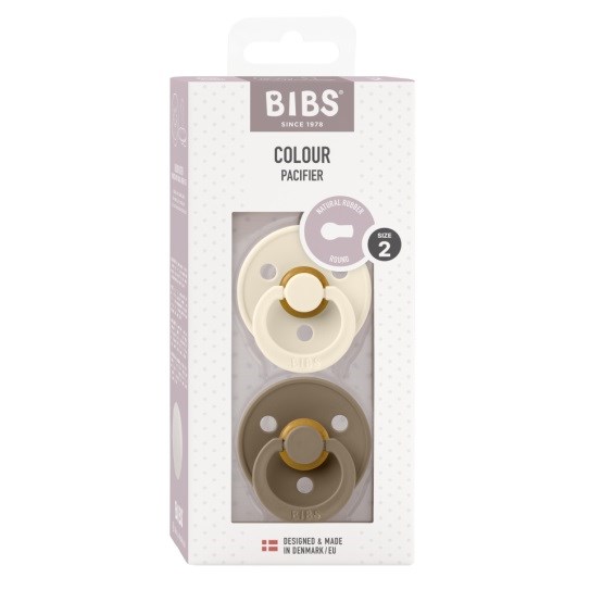 Bibs Colour Bebek Doğal Kauçuk 2'li  Emzik Ivory / Dark Oak  6-18 Ay Kahverengi 
