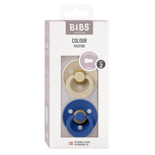 Bibs Colour Bebek Doğal Kauçuk 2'li  Emzik Vanilla / Comflower 6-18 Ay Mavi