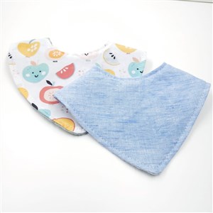 Le Petit Dodo Mama+ Fular Önlük 2'li Set Apple- Mavi Keten