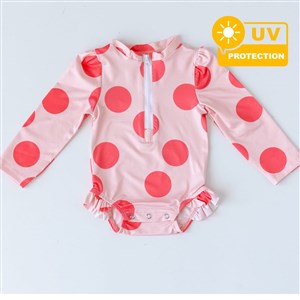 Mama Yoyo Önden Fermuarlı Çıtçıtlı Mayo- Puantiye