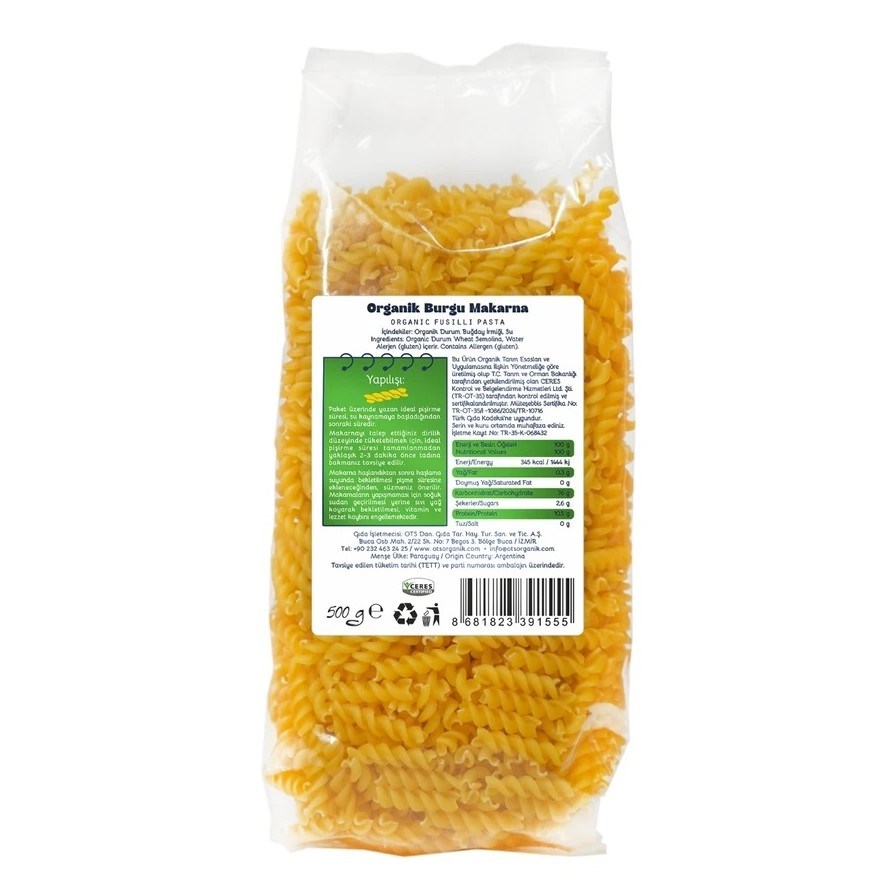 Ots Organik Burgu Makarna 500 gr 