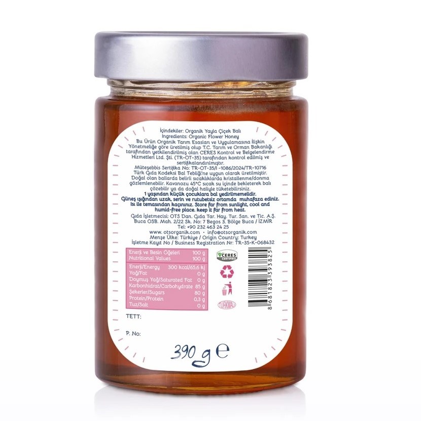 Ots Organik Süzme Çiçek Balı 420 gr 