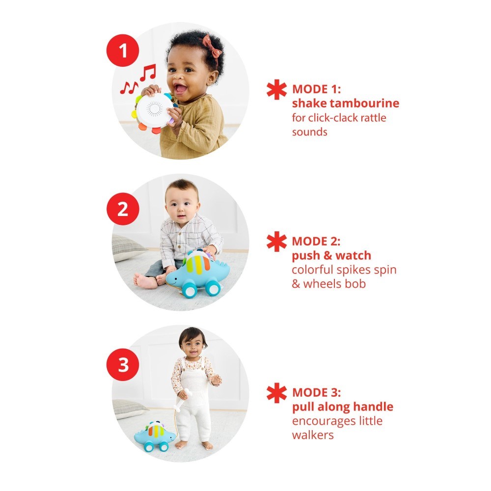 Skip Hop Explore & More Dinosaur 3'ü 1 arada Bebek Müzikli Çekmeli Oyuncak 