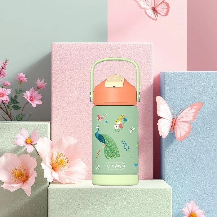 Sipnjoy FlipSip Çocuk Su Termosu 360 ml - Peacock Queen 