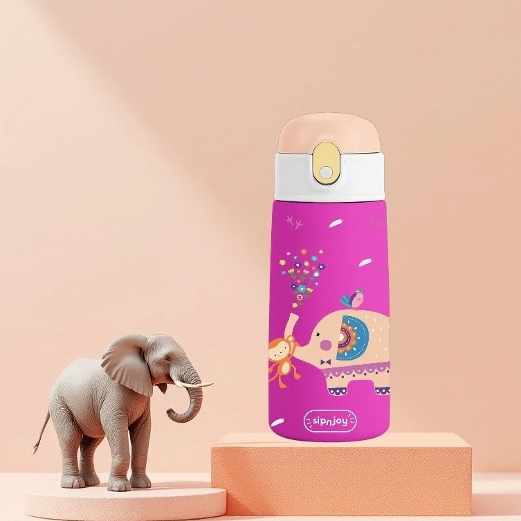Sipnjoy SipSquad Çocuk Su Termosu 480 ml - Jolly Elephant 