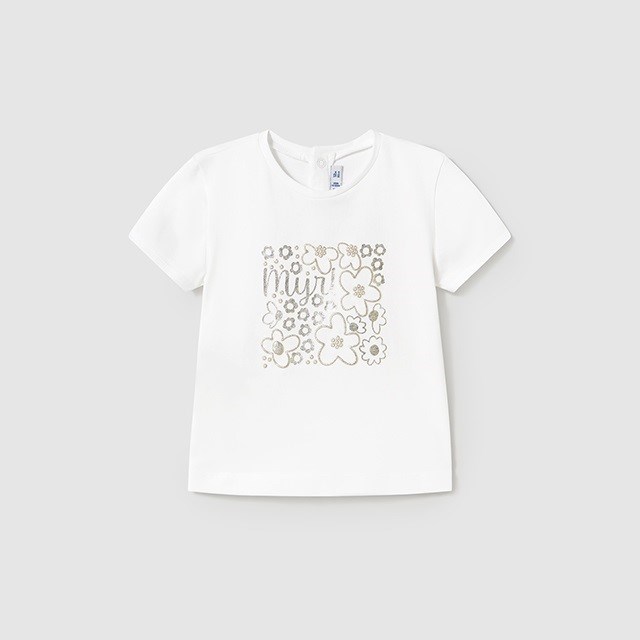 Mayoral Yazlık Kız Bebek Kısa Kol T-shirt Beyaz