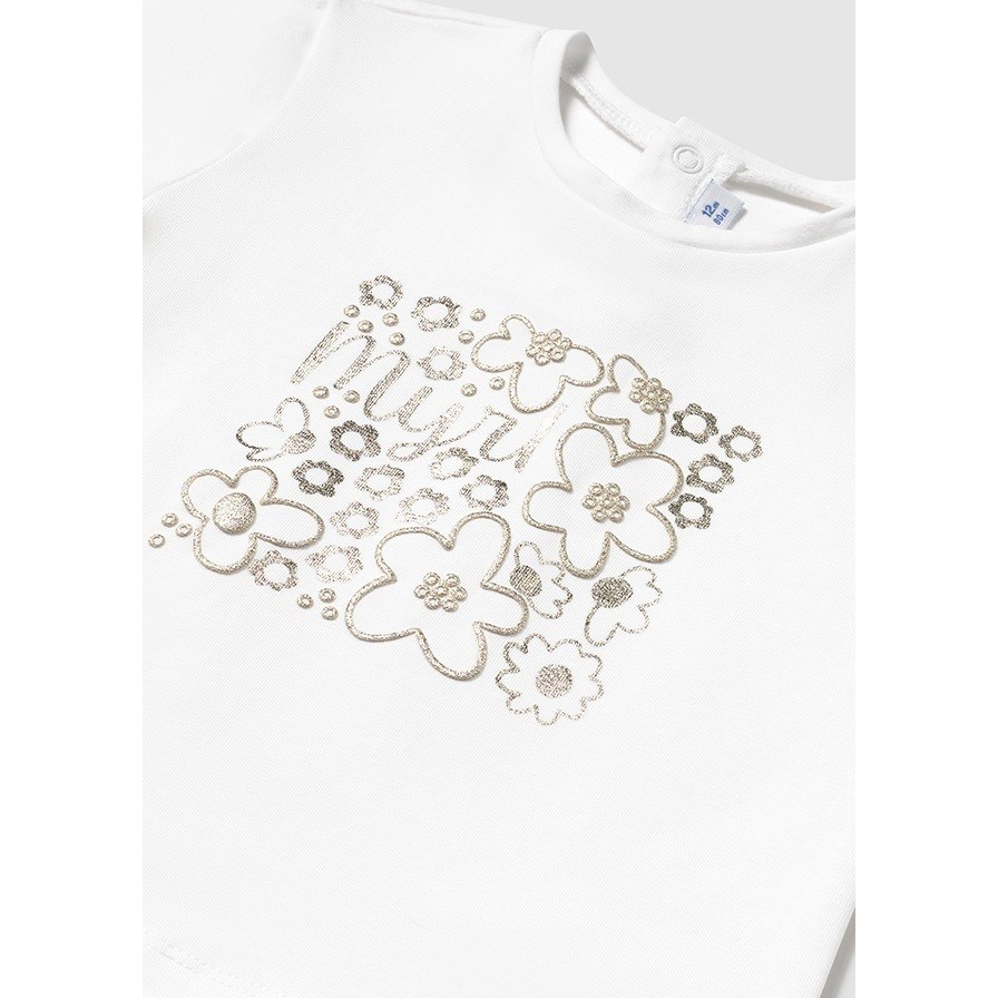 Mayoral Yazlık Kız Bebek Kısa Kol T-shirt Beyaz