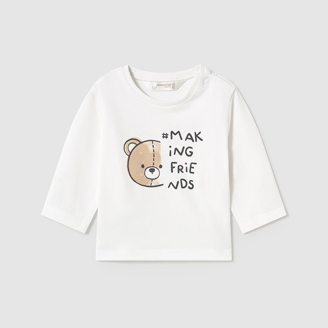 Mayoral Yazlık Erkek Bebek Uzun Kol T-shirt Beyaz