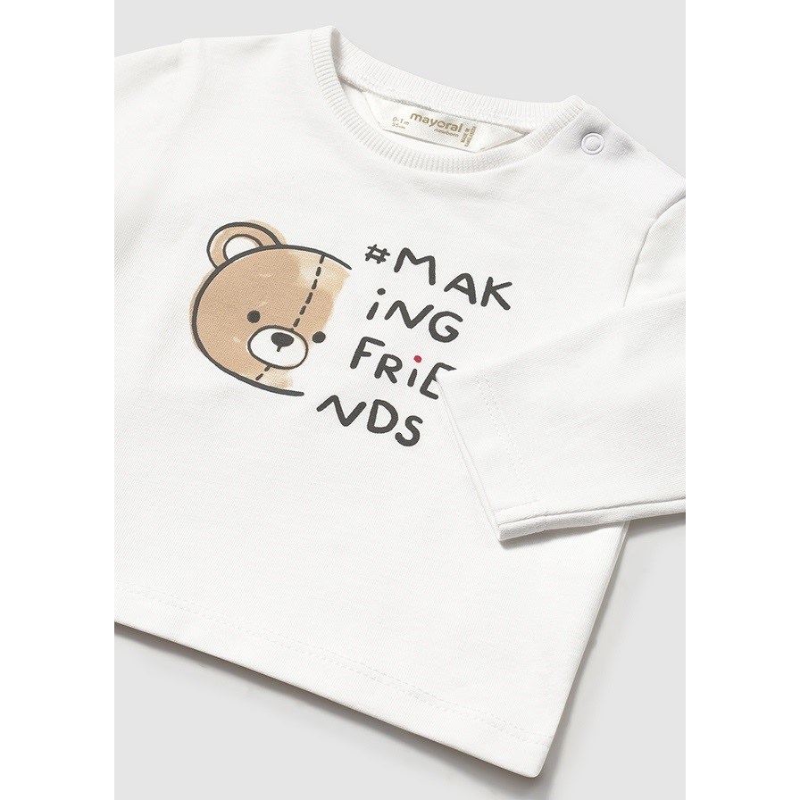 Mayoral Yazlık Erkek Bebek Uzun Kol T-shirt Beyaz