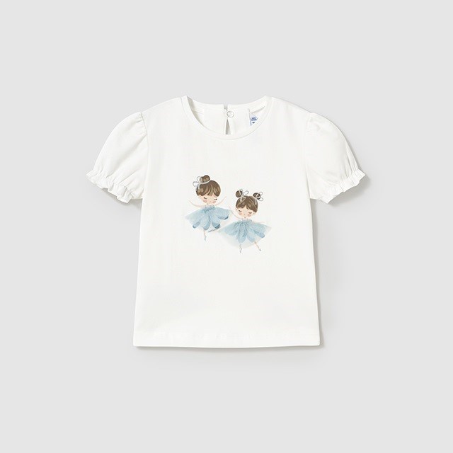 Mayoral Yazlık Kız Bebek Kısa Kol T-shirt Beyaz