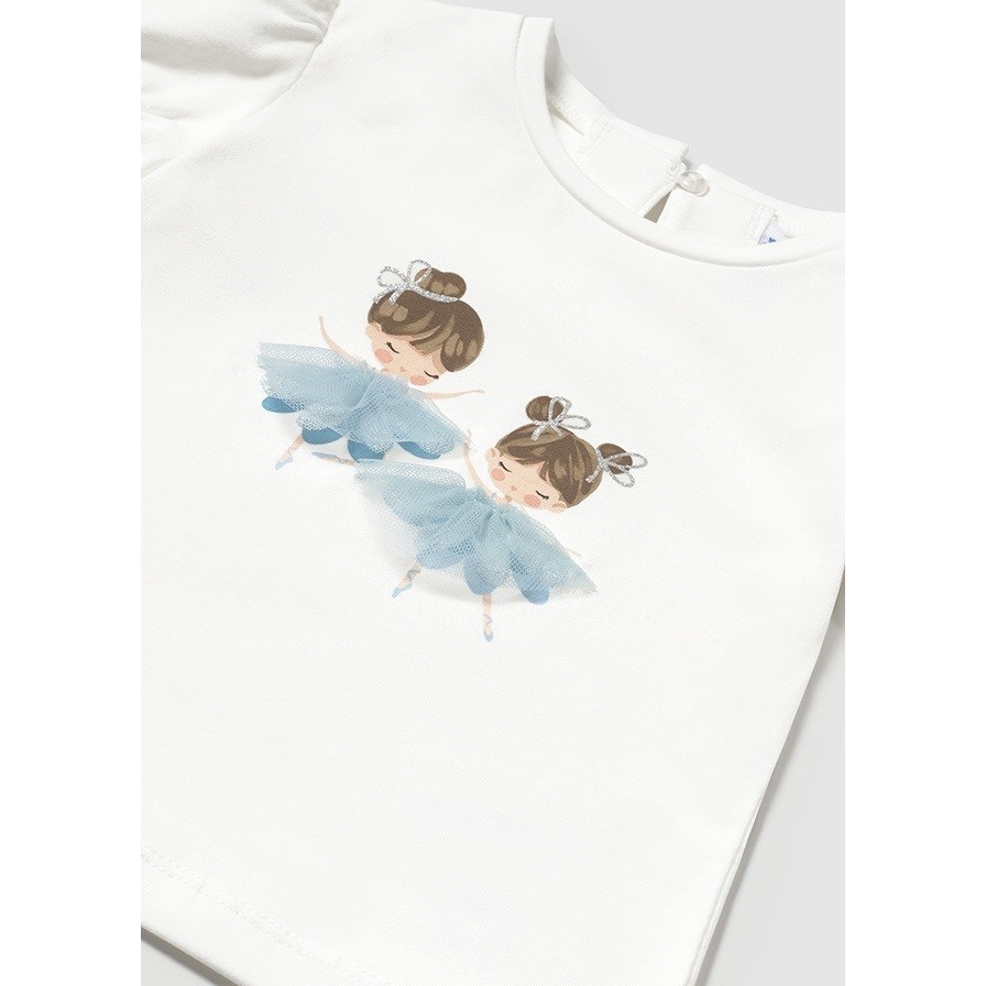 Mayoral Yazlık Kız Bebek Kısa Kol T-shirt Beyaz