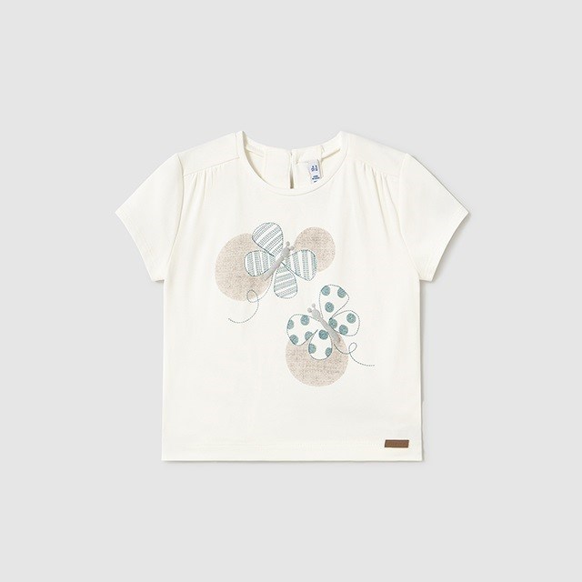 Mayoral Yazlık Kız Bebek Kısa Kol T-shirt Beyaz