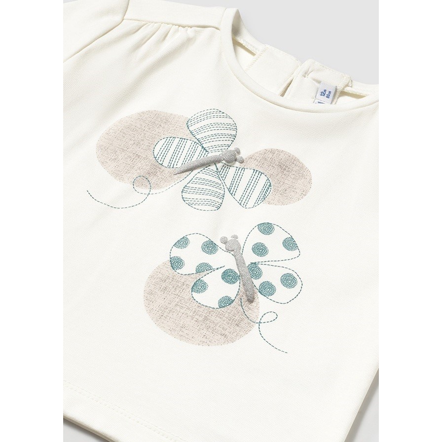 Mayoral Yazlık Kız Bebek Kısa Kol T-shirt Beyaz