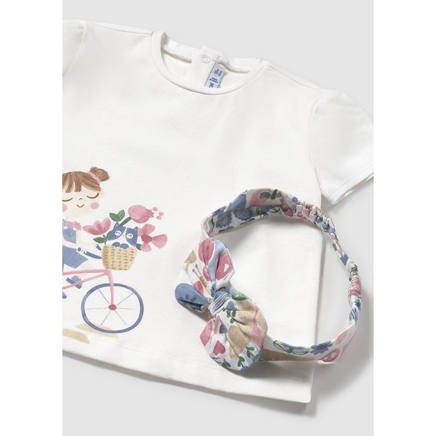 Mayoral Yazlık Kız Bebek Kısa Kol T-shirt Beyaz