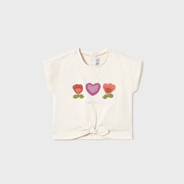 Mayoral Yazlık Kız Bebek Kısa Kol T-shirt Beyaz