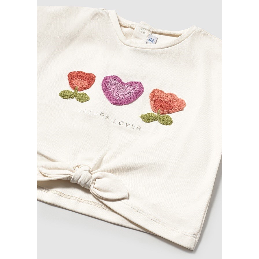 Mayoral Yazlık Kız Bebek Kısa Kol T-shirt Beyaz