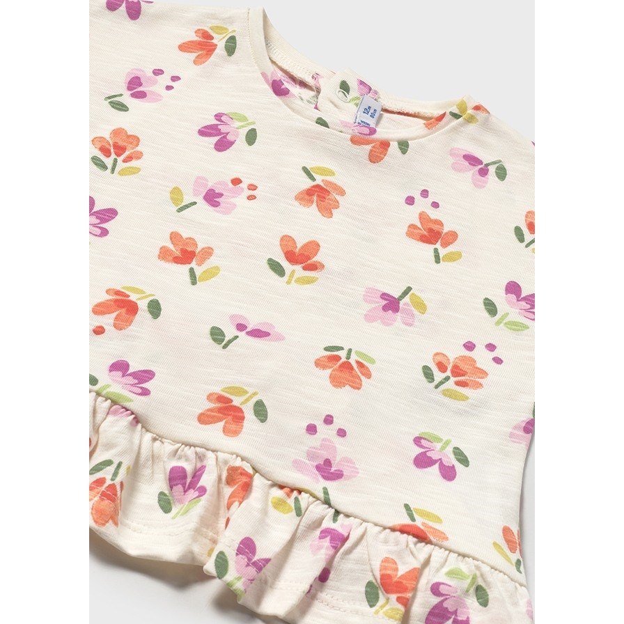 Mayoral Yazlık Kız Bebek Kısa Kol T-shirt 2'li Set Beyaz