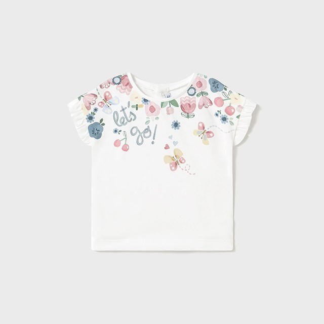 Mayoral Yazlık Kız Bebek Kısa Kol T-shirt Beyaz