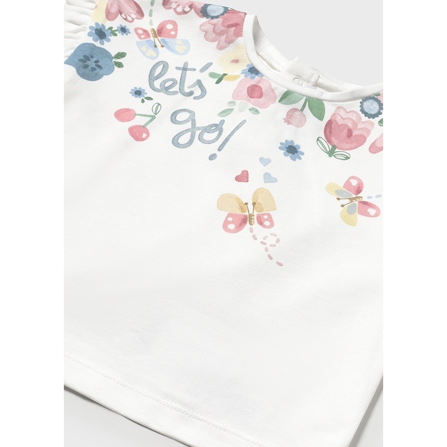 Mayoral Yazlık Kız Bebek Kısa Kol T-shirt Beyaz