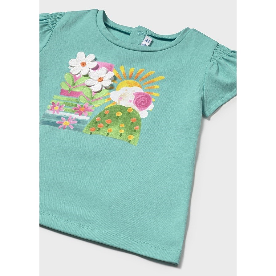 Mayoral Yazlık Kız Bebek Kısa Kol T-shirt Turkuaz